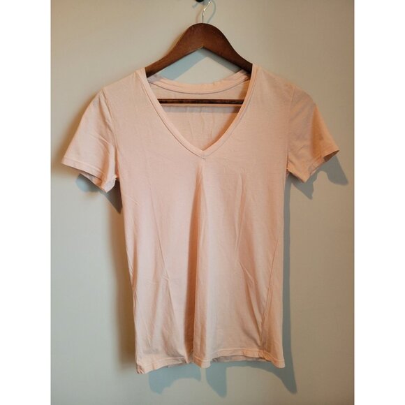 Everlane Womens Pink Short Sleeve V-Neck Tee XSmall Supima Cotton Blend - Picture 1 of 4